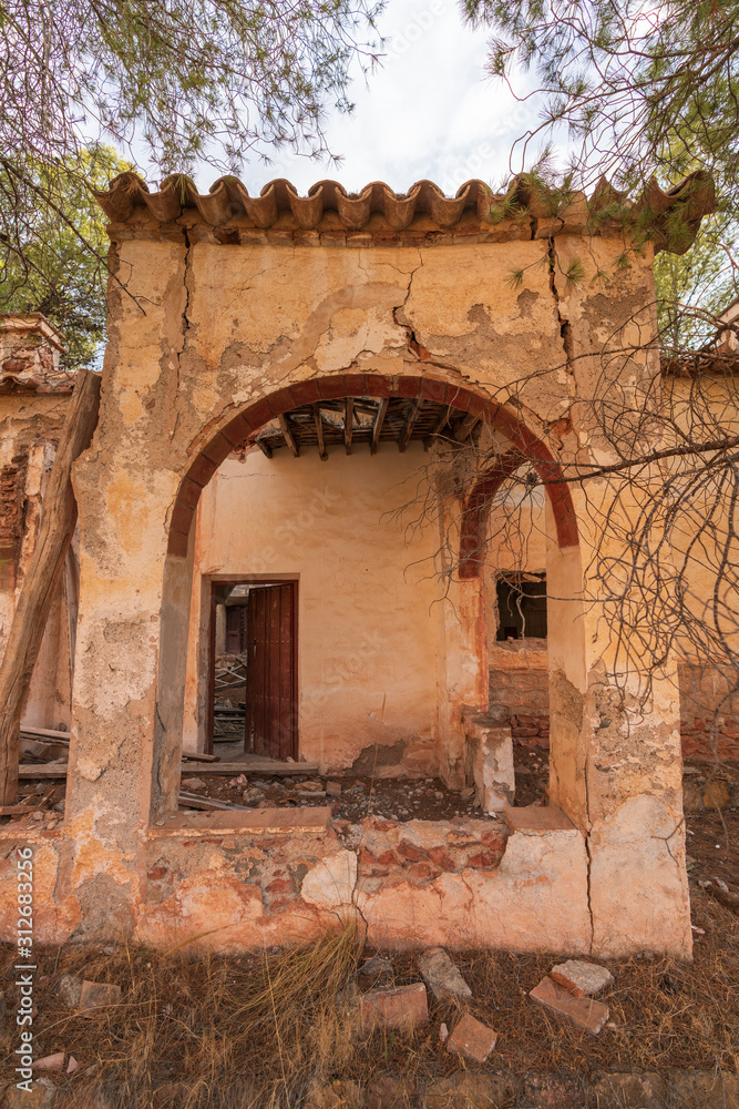 Naklejka premium ruins of the new farmhouse in Escariantes (Spain)