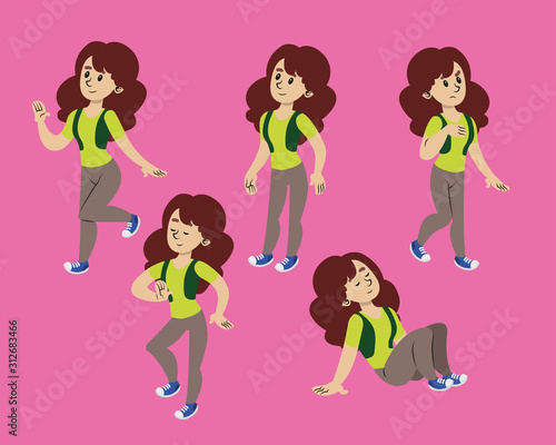vector drawing of people and carton girl