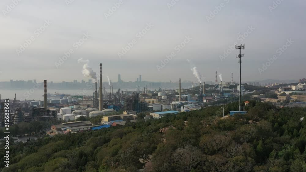 view of oil refinery view of oil refinery