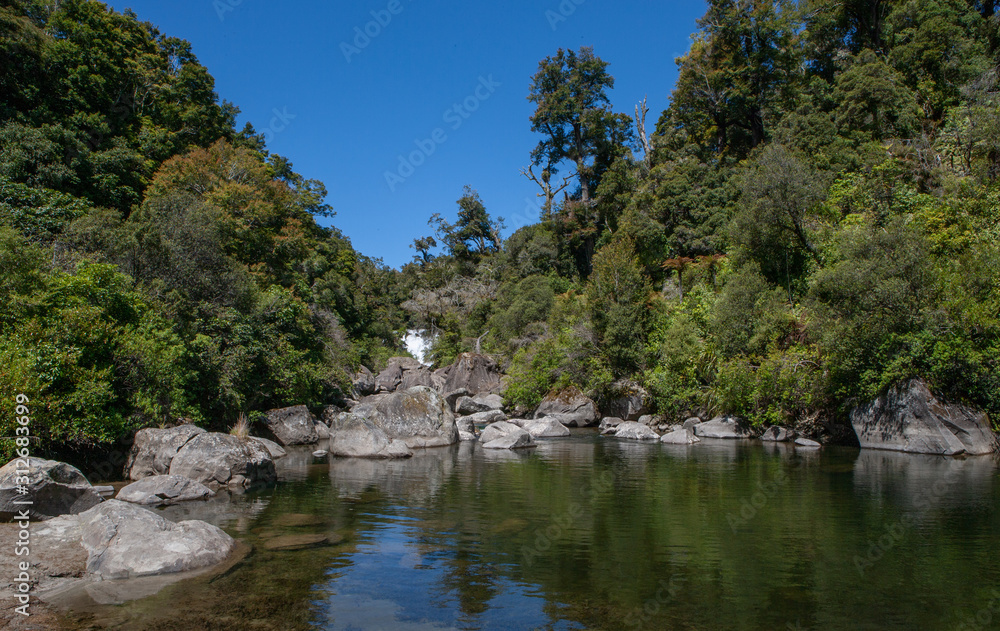 Waterfall. Te Urewera National Park New Zealand. Tropic jungle. Waterfall. Te Urewera National Park New Zealand. Tropic jungle.