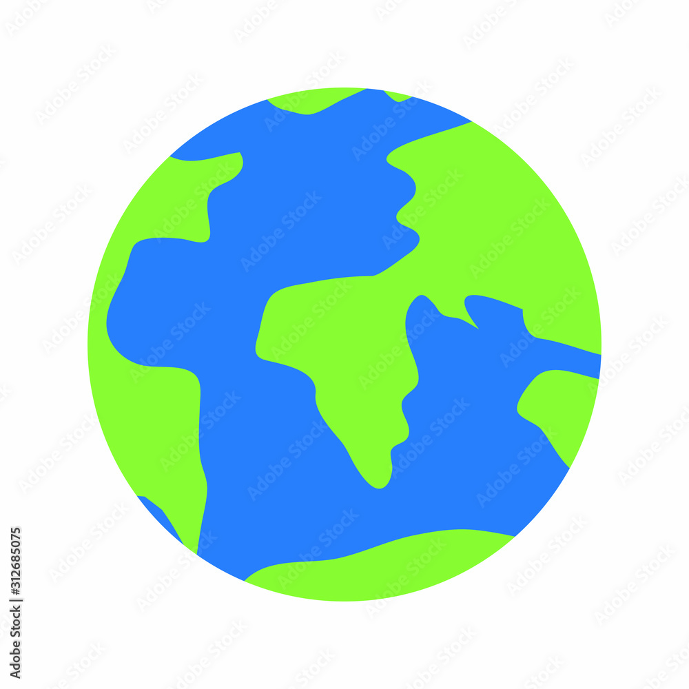 Earth and map, spherical planet design, trips and oceans, universe, white background - vector illustration pattern