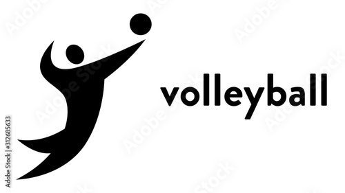 Vector banner with an icon of a voleyball player throwing ball with text headline
