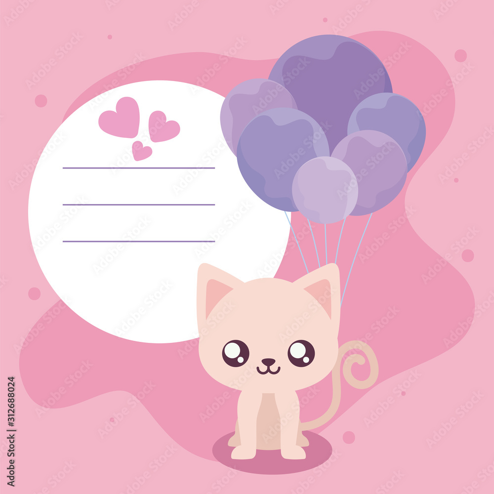Cute cat cartoon and balloons vector design Cute cat cartoon and balloons vector design