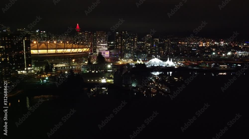 BC Place in the night aerial view BC Place in the night aerial view