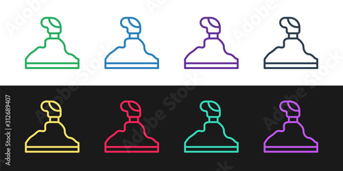 Set line Gear shifter icon isolated on black and white background. Transmission icon.  Vector Illustration