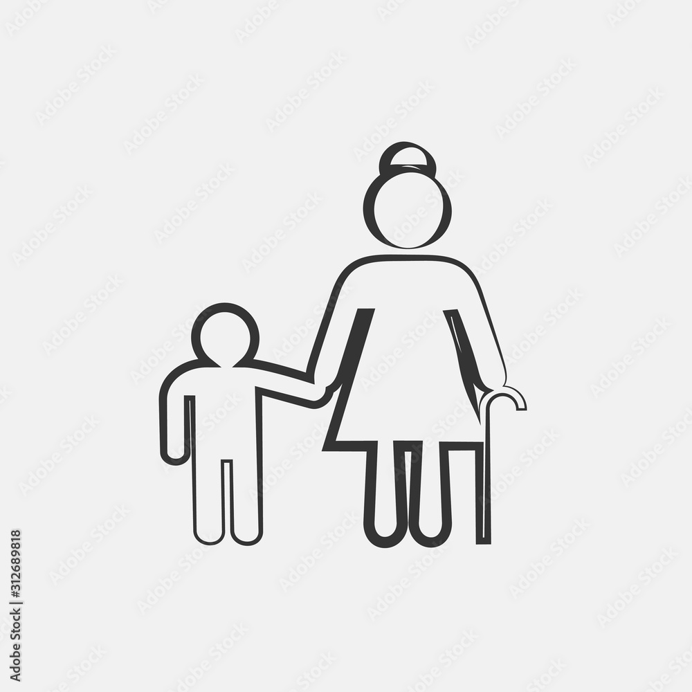 grand mother and grand child icon vector for web and graphic design grand mother and grand child icon vector for web and graphic design