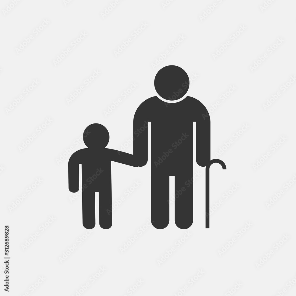 grand father and grand child icon vector for web and graphic design grand father and grand child icon vector for web and graphic design