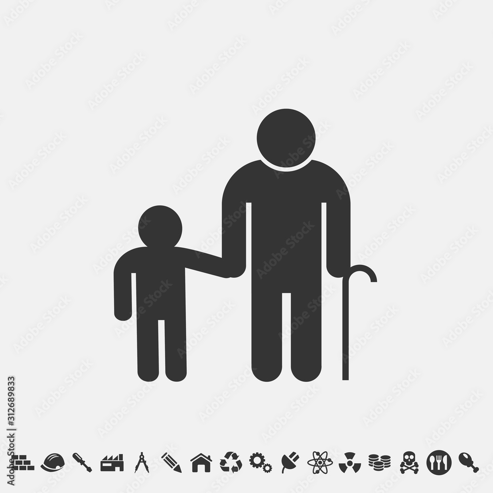 grand father and grand child icon vector for web and graphic design grand father and grand child icon vector for web and graphic design