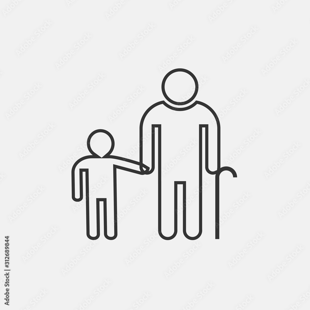 grand father and grand child icon vector for web and graphic design grand father and grand child icon vector for web and graphic design