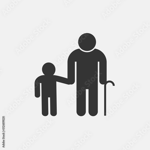 grand father and grand child icon vector for web and graphic design