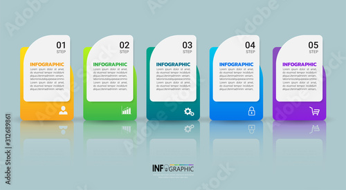 Business infographics template with 5 steps. vertical banner vector.