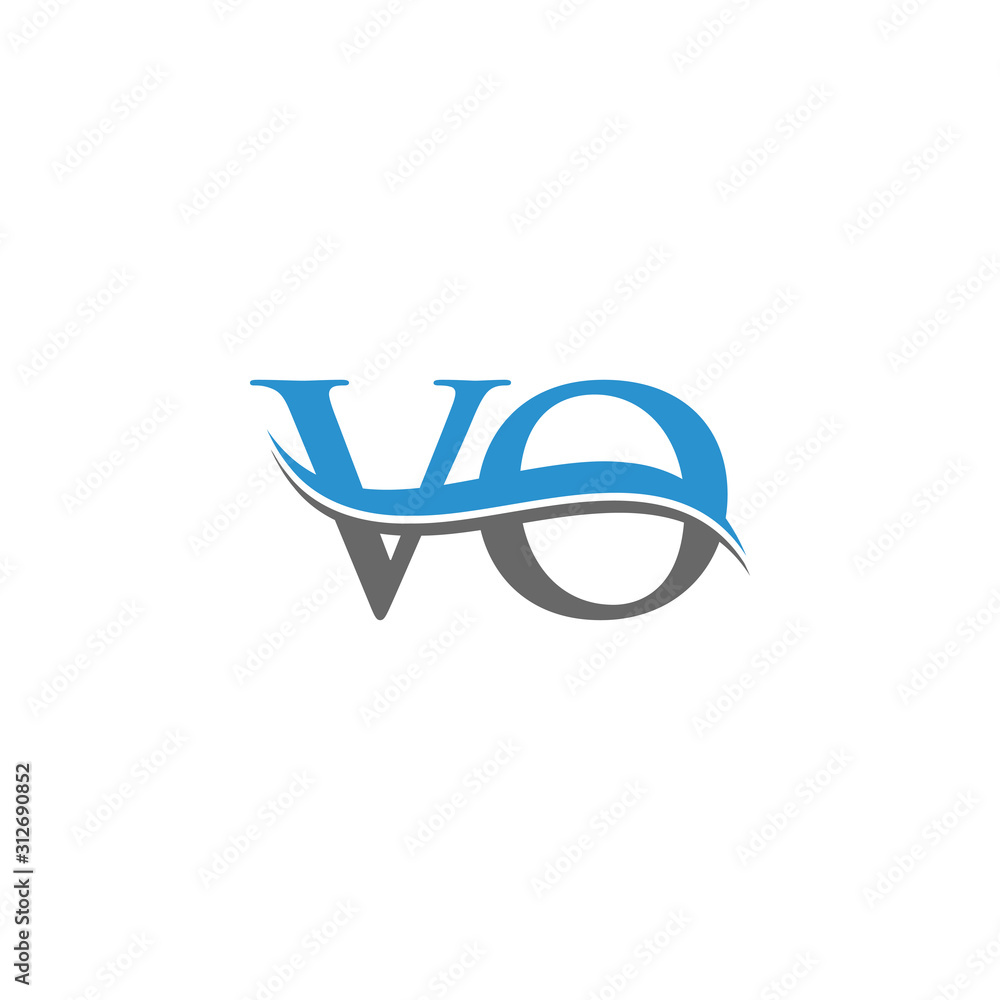 Initial VO Letter Linked Logo. Creative Letter VO Logo Vector With Blue ...