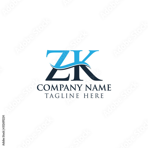 Initial ZK Letter Linked Logo Vector Template. Creative Letter ZK Logo Vector.