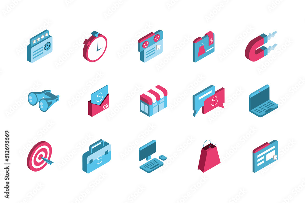 Isolated digital marketing icon set vector design Isolated digital marketing icon set vector design