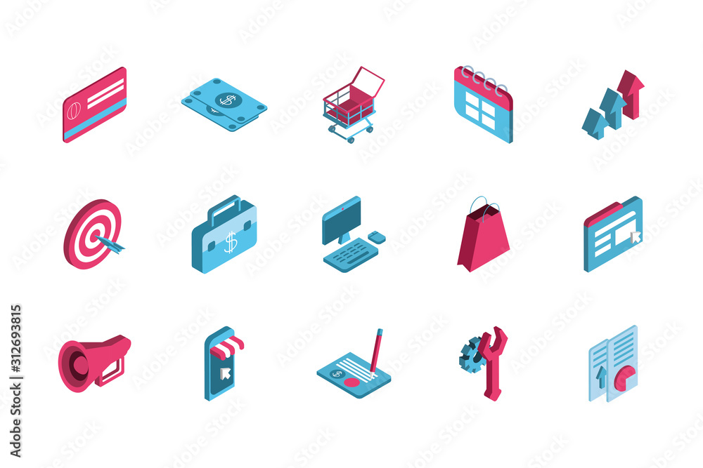 Isolated digital marketing icon set vector design Isolated digital marketing icon set vector design