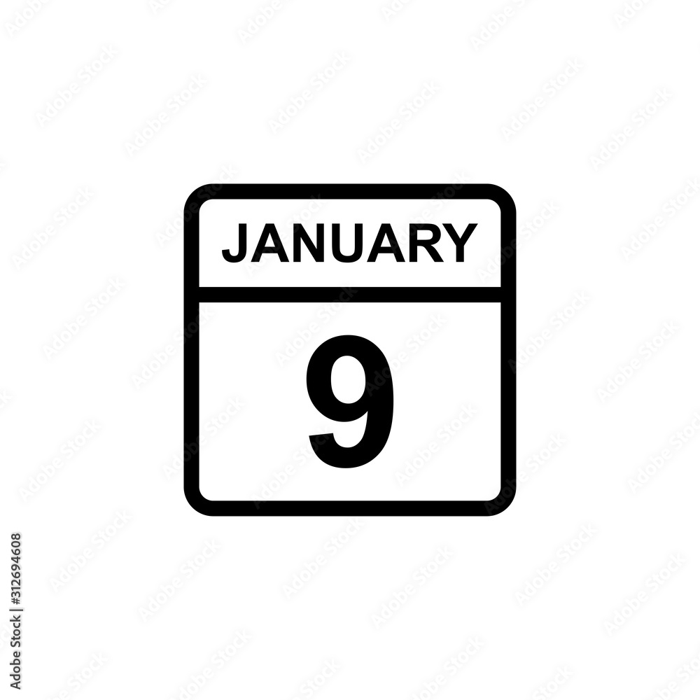 calendar - January 9 icon illustration isolated vector sign symbol calendar - January 9 icon illustration isolated vector sign symbol