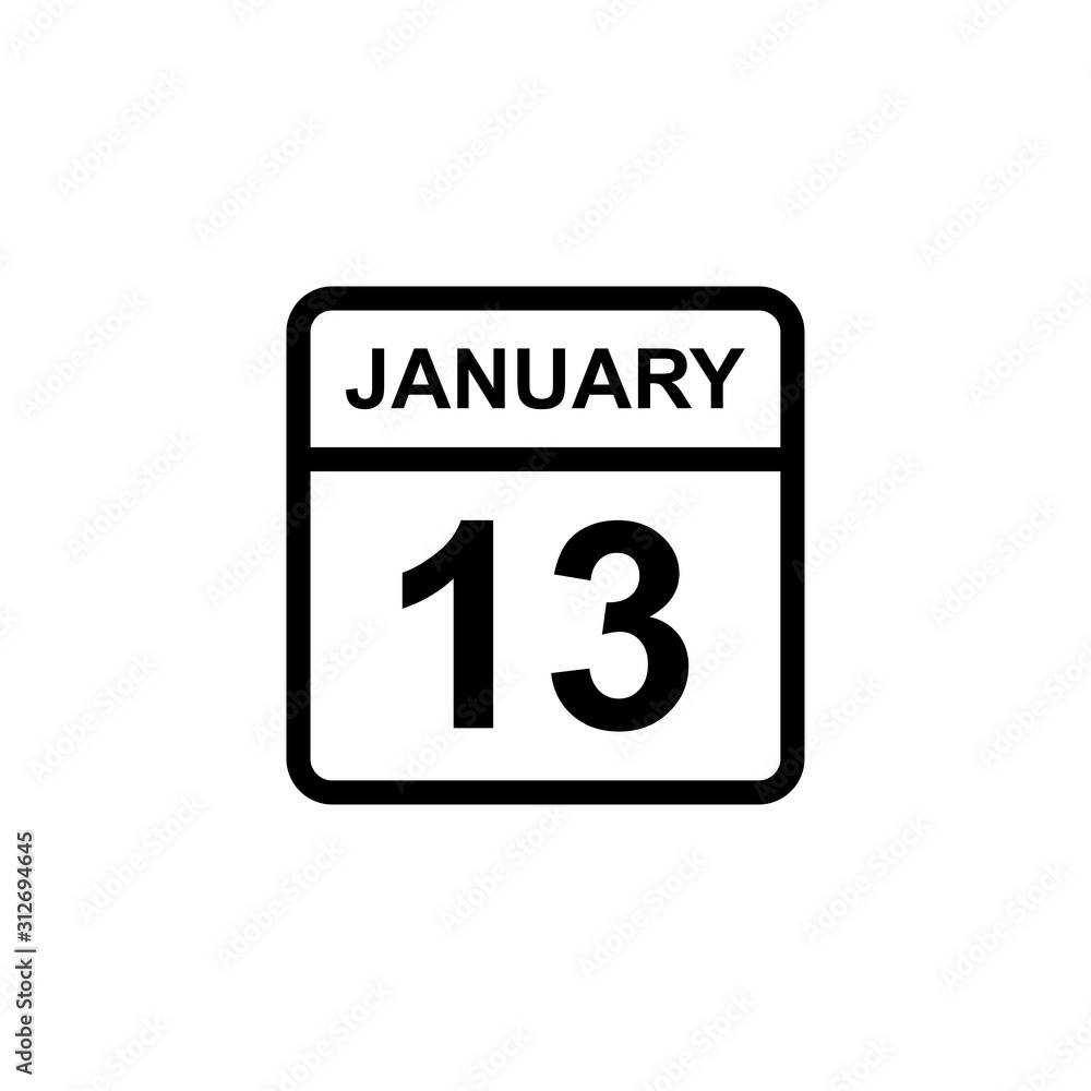 calendar - January 13 icon illustration isolated vector sign symbol calendar - January 13 icon illustration isolated vector sign symbol