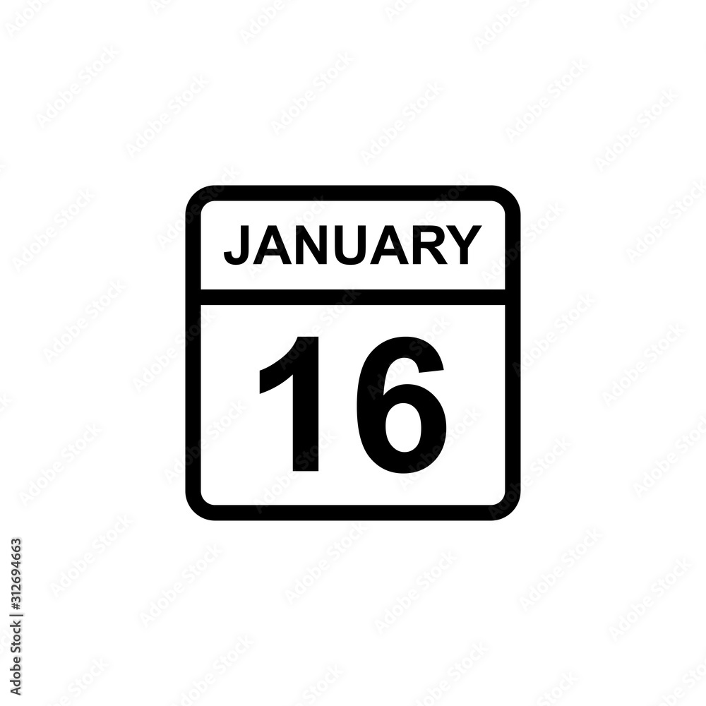 calendar - January 16 icon illustration isolated vector sign symbol calendar - January 16 icon illustration isolated vector sign symbol