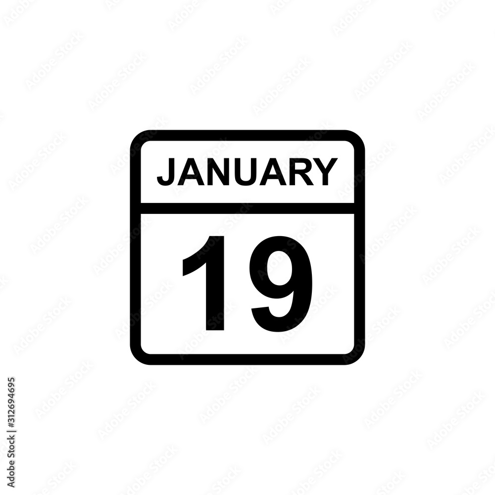 calendar - January 19 icon illustration isolated vector sign symbol calendar - January 19 icon illustration isolated vector sign symbol