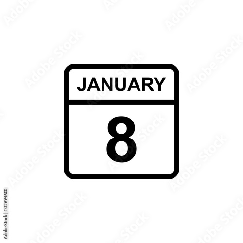 Free Download calendar - January 8 icon illustration isolated vector sign symbol - GFXLoad