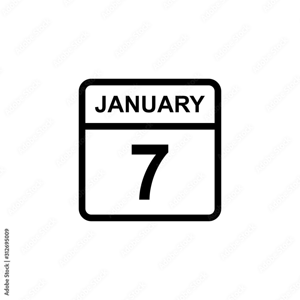 calendar - January 7 icon illustration isolated vector sign symbol calendar - January 7 icon illustration isolated vector sign symbol