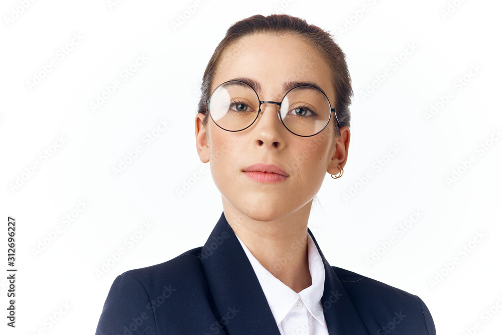 portrait of a young business woman with glasses portrait of a young business woman with glasses
