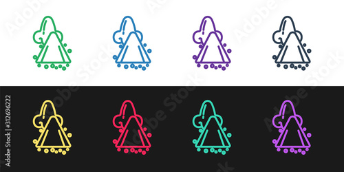 Set line Runny nose icon isolated on black and white background. Rhinitis symptoms, treatment. Nose and sneezing. Nasal diseases. Vector Illustration