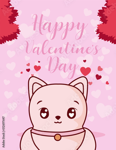 Wallpaper Mural Cat cartoon and hearts of valentines day vector design Torontodigital.ca
