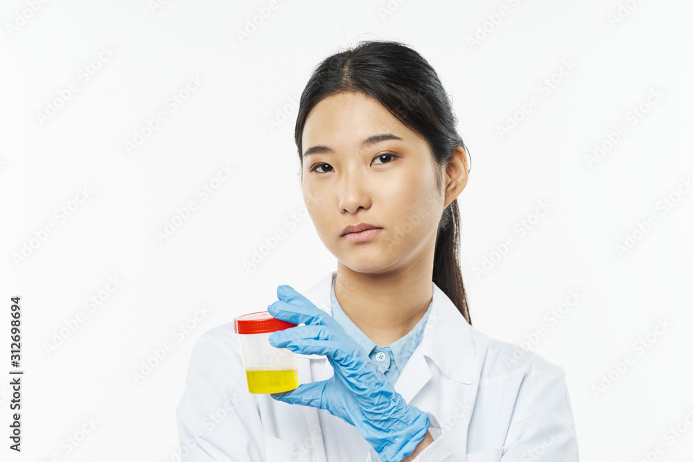 portrait of young woman with sponge portrait of young woman with sponge