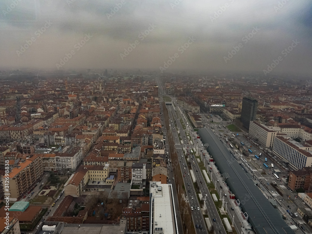 Fototapeta premium Aerial view of Turin