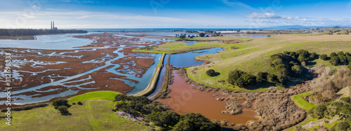 Bilde på lerret Aerial Panoramic View of Elkhorn Slough, Moss Landing, California
