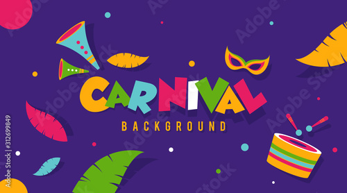 Carnival party background illustration vector with flat colors