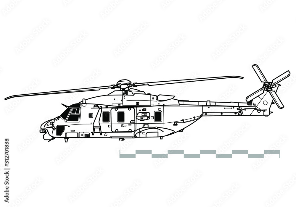 Helicopter coloring page - Mimi Panda