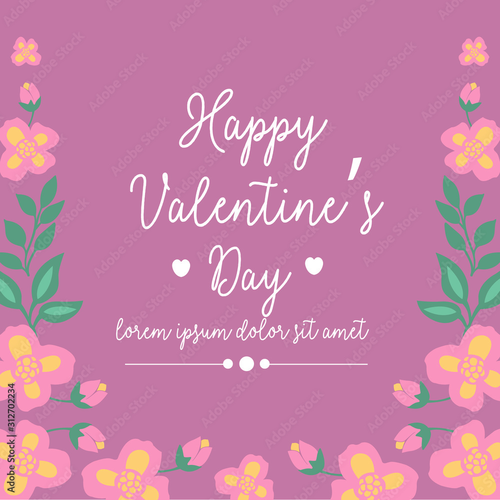 Unique Pattern of leaf and flower frame, for happy valentine greeting card design. Vector