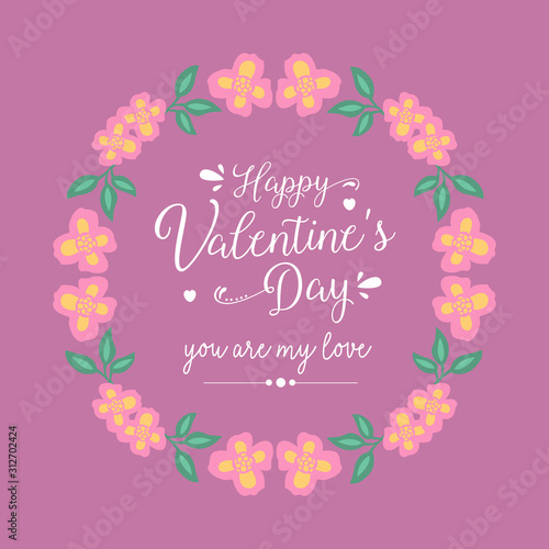Romantic decorative of beautiful leaf and floral frame, for happy valentine invitation card design. Vector