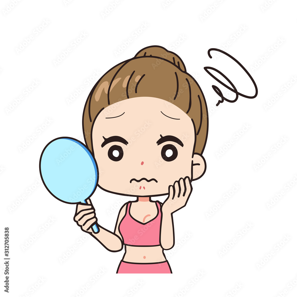 手鏡を持つ女性の正面イラスト 上半身 Stock Vector Adobe Stock 手鏡を持つ女性の正面イラスト 上半身 Stock Vector Adobe Stock