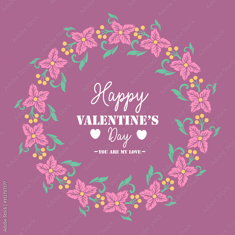 Beautiful crowd pink flower frame, for romantic happy valentine invitation card design. Vector