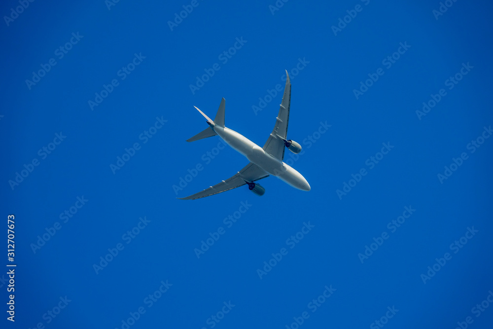 Airplan with blue sky background