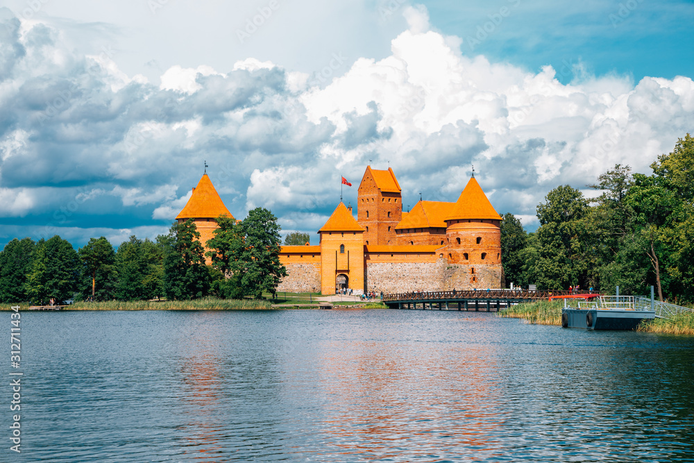 Trakai Island Castle and lake at summer in Lithuania