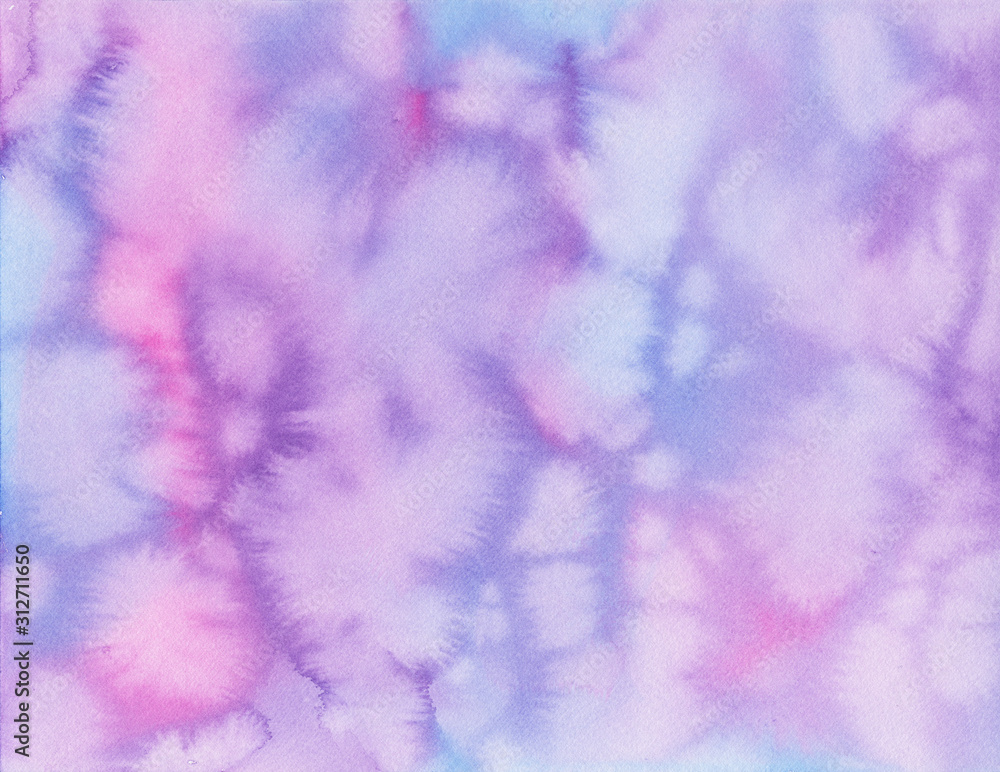 Fototapeta premium Purple pink violet hand-painted watercolor soft textured background 
