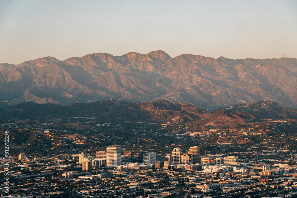 View of Glendale and the San Gabriel Mountains, from Griffith Park in Los Angeles, California