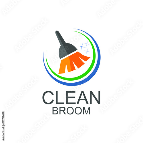 Broom Cleaning Service Logo Design