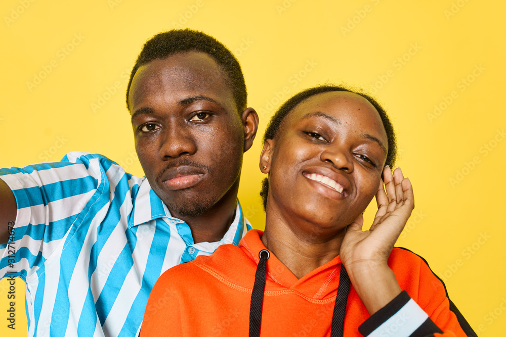 portrait of young man and woman portrait of young man and woman