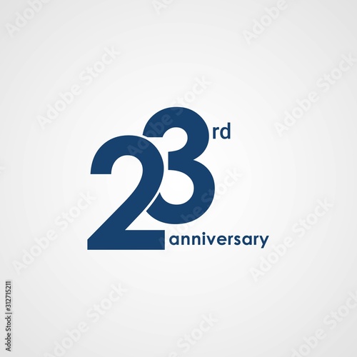 23 Years Anniversary emblem template design with dark blue number style