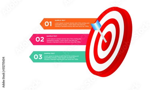 infographic target with 3 step element. Business concept with three options and number, steps or processes. data visualization. Vector illustration.