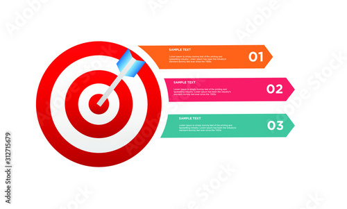 infographic target with 3 step element. Business concept with three options and number, steps or processes. data visualization. Vector illustration.