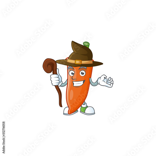 Happy Face Witch orange chili cartoon character style