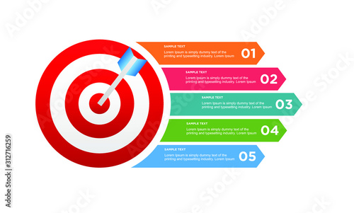 infographic target with 5 step element. Business concept with five options and number, steps or processes. data visualization. Vector illustration.