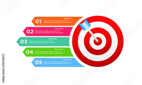 infographic target with 5 step element. Business concept with five options and number, steps or processes. data visualization. Vector illustration.