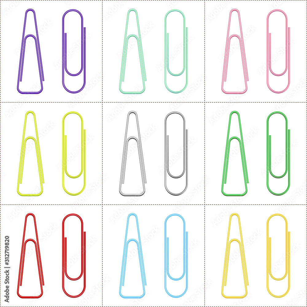 Stationary colorful paper clips background Stationary colorful paper clips background
